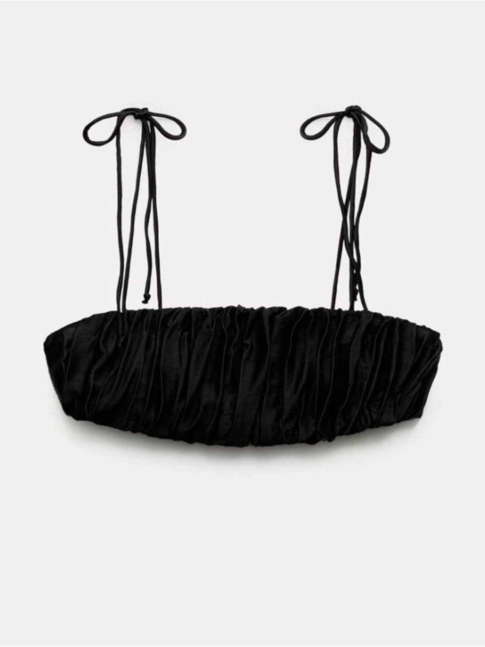 ZARA Black Ruched Crop Top